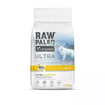 Kuiv koeratoit VETEXPERT RAW PALEO Ultra Medium & Large Adult Turkey — 2 kg, teraviljavaba, valk 24,5%, rasv 14%