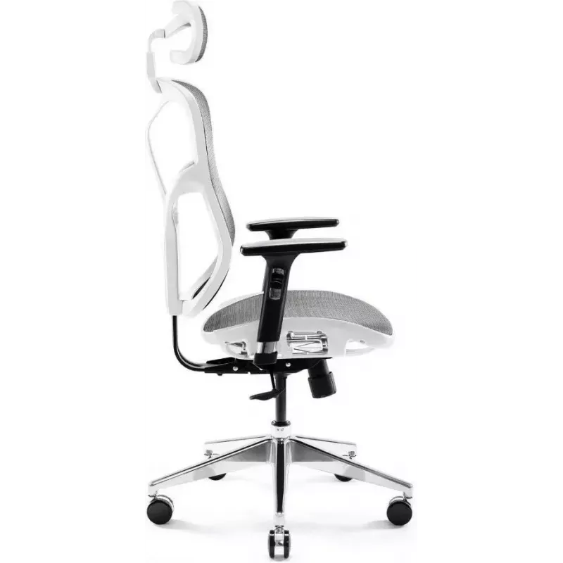 Ergonoomiline kontoritool Diablo Chairs V-Basic valge-hall — reguleeritav kõrgus ja kallutus, käetoed, nimmetugi