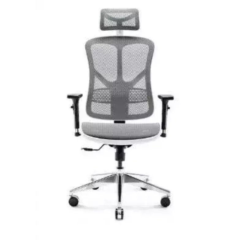 Ergonoomiline kontoritool Diablo Chairs V-Basic valge-hall — reguleeritav kõrgus ja kallutus, käetoed, nimmetugi