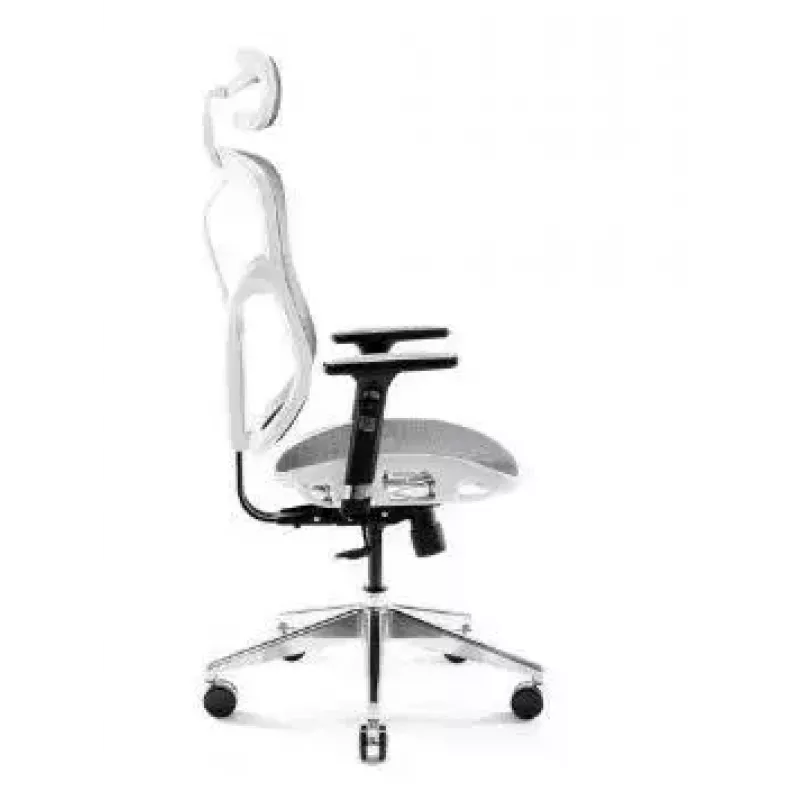 Ergonoomiline kontoritool Diablo Chairs V-Basic valge-hall — reguleeritav kõrgus ja kallutus, käetoed, nimmetugi