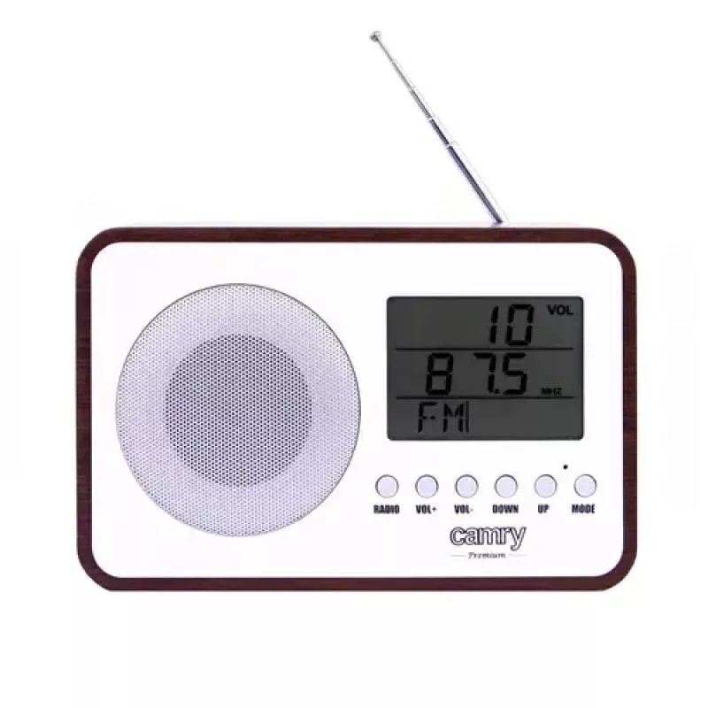 Kaasaskantav raadio Camry CR 1153 — FM-kaasaskantav raadio LCD-ekraaniga, ühe kõlariga, automaatse digitaalse häälestusega, alalisvoolutoitega