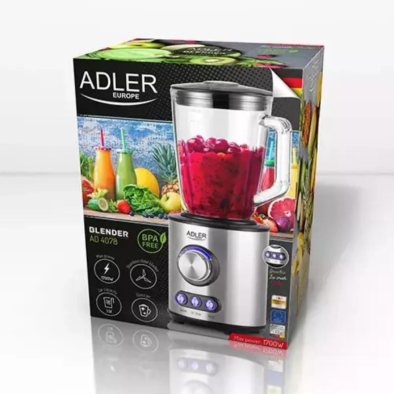 Lauapealne blender Adler AD 4078 Must Roostevaba teras Läbipaistev