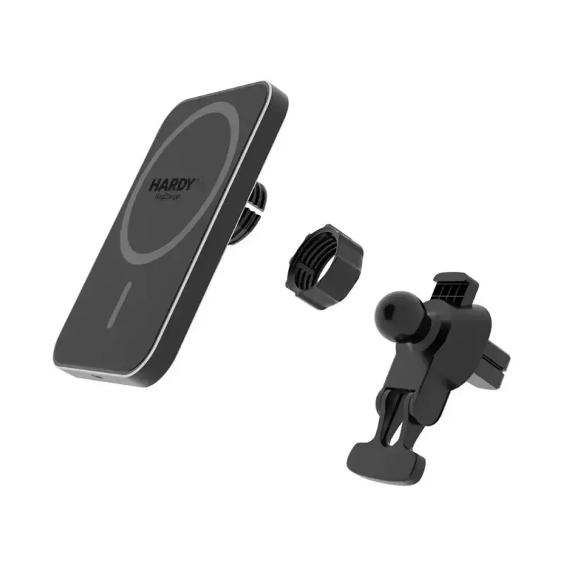 3MK HARDY MagCharger auto juhtmevaba laadija — Auto USB-C 5/9V, kiir juhtmevaba laadimine, must