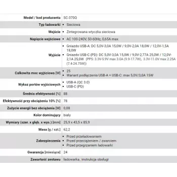 USB-C laadija everActive SC-370Q 25W QC3.0 USB kiirlaadimine
