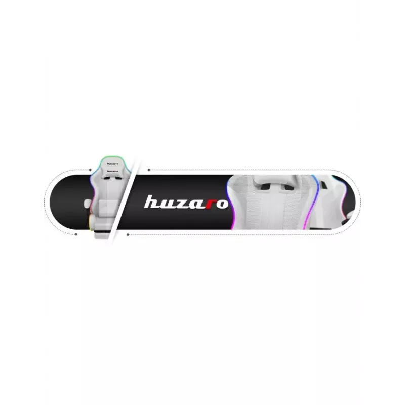 Mängutool Huzaro FORCE 4.7 RGB Valge — polsterdatud riidest koppiste, max koormus 140 kg, reguleeritav kõrgus 43–53 cm, kalle 90–140°