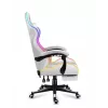Mängutool Huzaro FORCE 4.7 RGB Valge — polsterdatud riidest koppiste, max koormus 140 kg, reguleeritav kõrgus 43–53 cm, kalle 90–140°