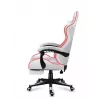 Mängutool Huzaro FORCE 4.7 RGB Valge — polsterdatud riidest koppiste, max koormus 140 kg, reguleeritav kõrgus 43–53 cm, kalle 90–140°