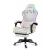Mängutool Huzaro FORCE 4.7 RGB Valge — polsterdatud riidest koppiste, max koormus 140 kg, reguleeritav kõrgus 43–53 cm, kalle 90–140°