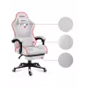 Mängutool Huzaro FORCE 4.7 RGB Valge — polsterdatud riidest koppiste, max koormus 140 kg, reguleeritav kõrgus 43–53 cm, kalle 90–140°