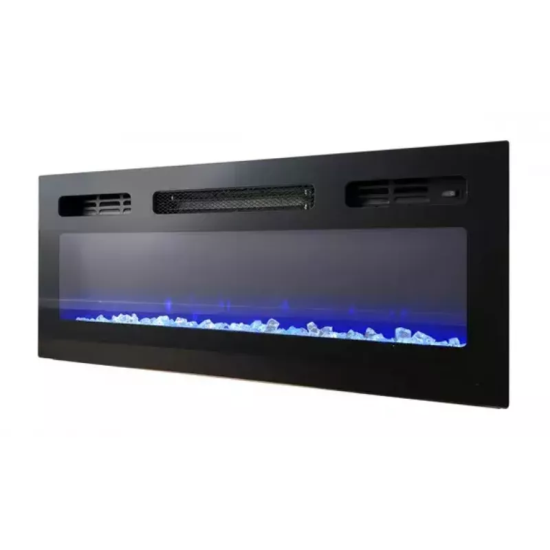 TV-kapp Cama Meble EVA elektrikaminaga 180×40×52 cm, valge karkass, läikvalged uksed, MDF pealispind