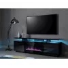 TV-kapp Cama Meble EVA elektrikaminaga 180x40x52 cm, must/läikiv must