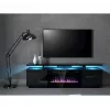 TV-kapp Cama Meble EVA elektrikaminaga 180x40x52 cm, must/läikiv must