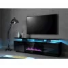 TV-kapp Cama Meble EVA elektrikaminaga 180x40x52 cm, must/läikiv must
