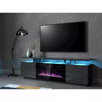 TV-kapp Cama Meble EVA elektrikaminaga 180x40x52 cm grafiit/läikiv grafiit