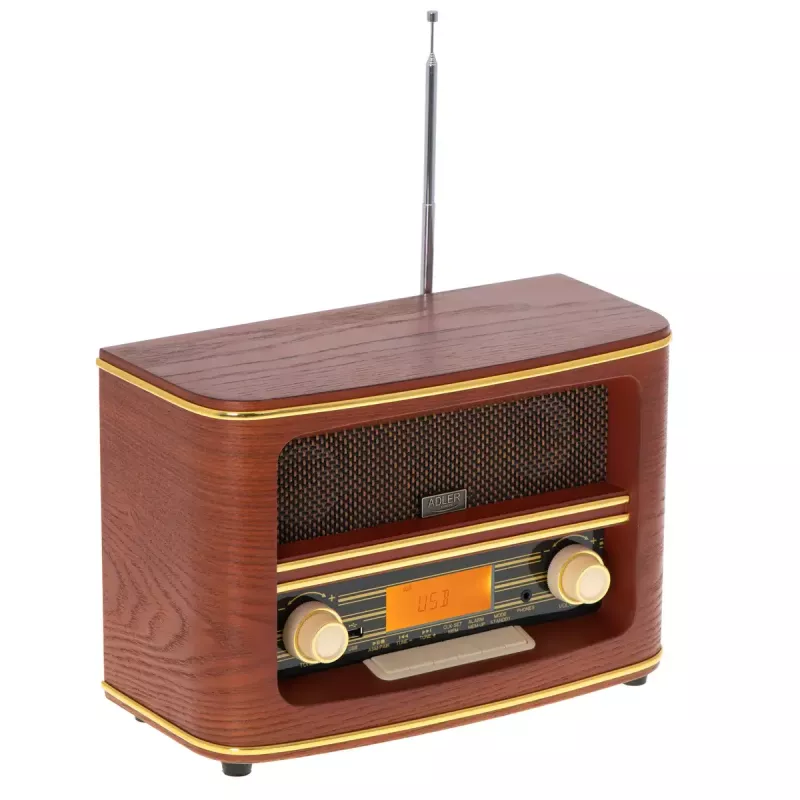 Kaasaskantav raadio Adler AD 1187 — FM, 10 W RMS, LCD-ekraan, pruun, 300×140×210 mm