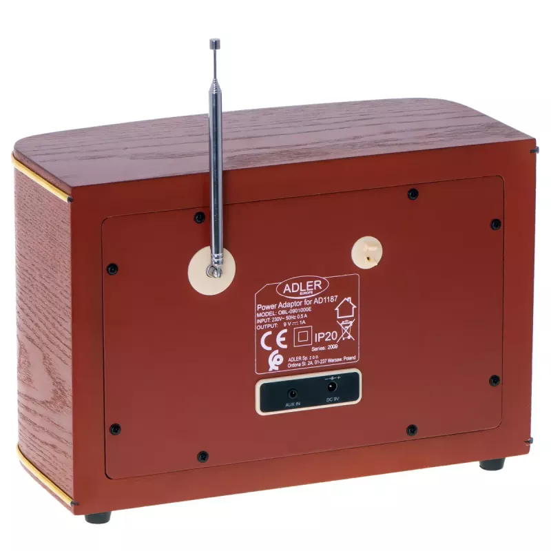 Kaasaskantav raadio Adler AD 1187 — FM, 10 W RMS, LCD-ekraan, pruun, 300×140×210 mm