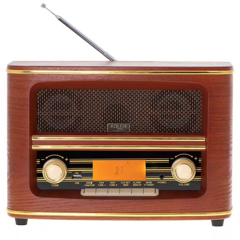 Kaasaskantav raadio Adler AD 1187 — FM, 10 W RMS, LCD-ekraan, pruun, 300×140×210 mm