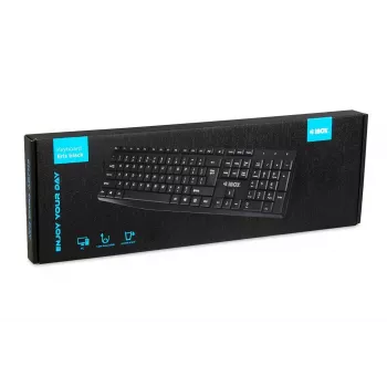 Juhtmega USB-klaviatuur IBOX Eris IKC2010B — täissuuruses 105-klahviline, USB, veekindel, must