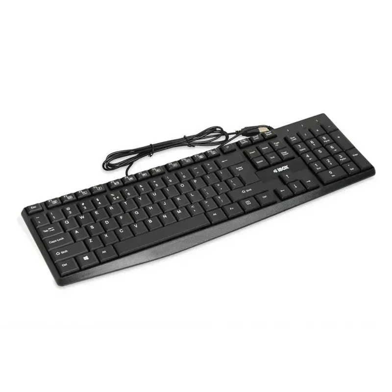 Juhtmega USB-klaviatuur IBOX Eris IKC2010B — täissuuruses 105-klahviline, USB, veekindel, must