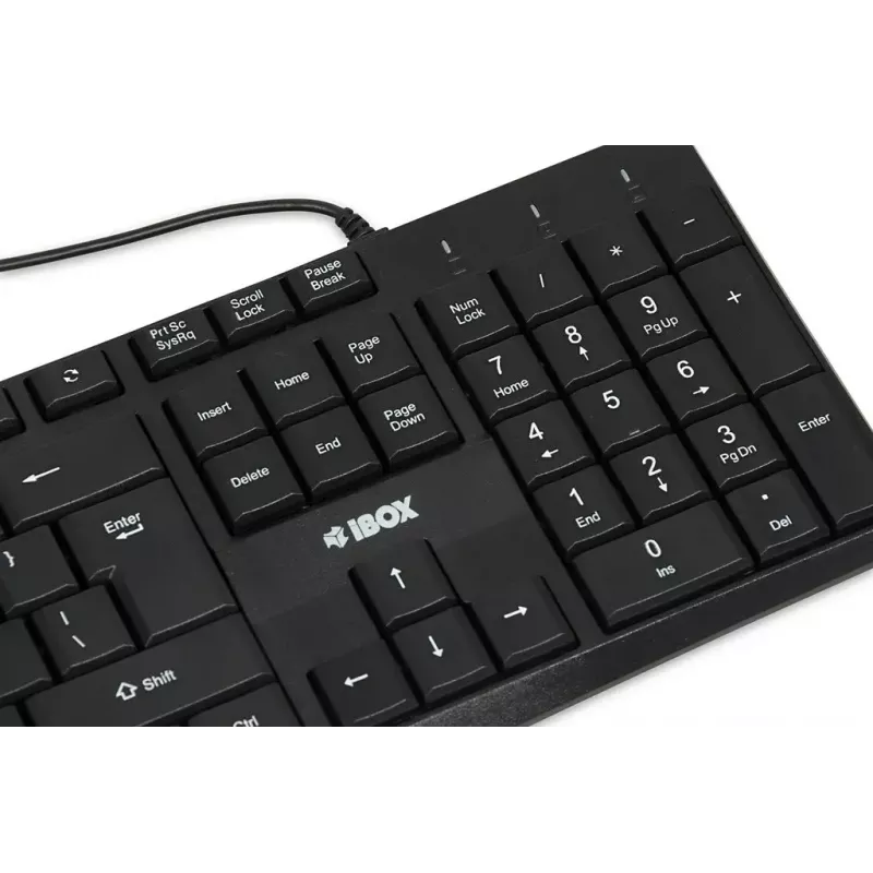 Juhtmega USB-klaviatuur IBOX Eris IKC2010B — täissuuruses 105-klahviline, USB, veekindel, must
