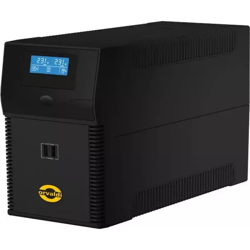 UPS ORVALDI ID1K5CH 1,5 kVA (900 W) Line-Interactive, 24 V aku, LCD, USB, kompaktne must