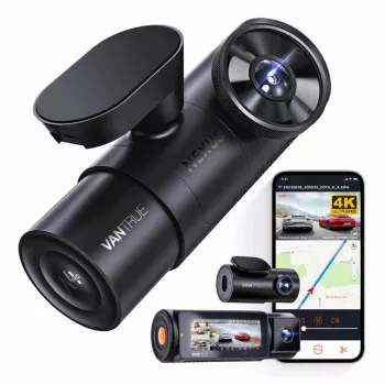 Dashcam VANTRUE N4 PRO 3-kanaliga autokaamera, pea 3840×2160, 165° eesmine, 160° siseruum, GPS, Wi‑Fi, IPS-ekraan, MicroSD kuni 512 GB