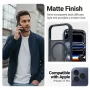 Kaitsev MagSafe telefoniümbris Crong Hybrid Matte Magnetic iPhone 17 Pro jaoks — PC + TPU, poolläbipaistev tumesinine