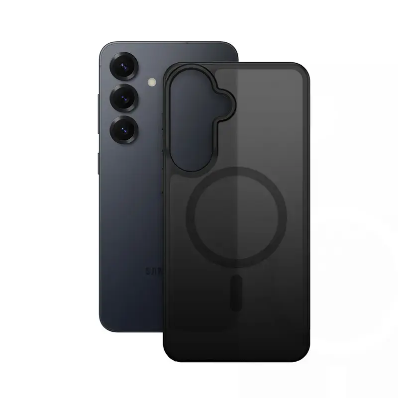 Crong Hybrid Matte Magnetic ümbris Samsung Galaxy S25 jaoks — TPU+PC, magnetrõngad, must