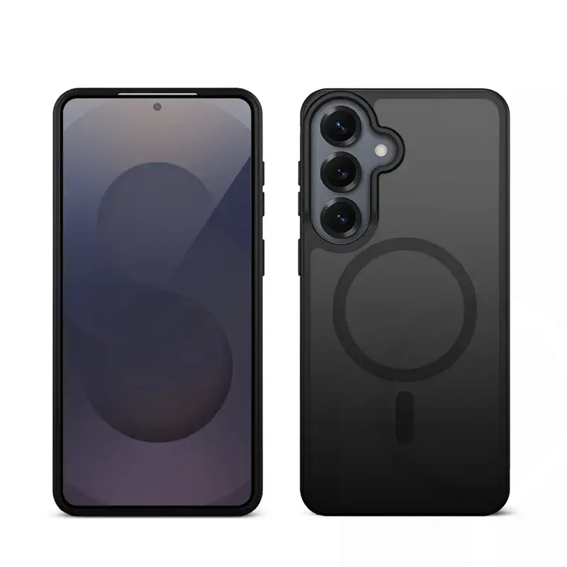 Crong Hybrid Matte Magnetic ümbris Samsung Galaxy S25 jaoks — TPU+PC, magnetrõngad, must
