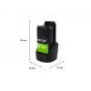 Juhtmeta tööriista aku roheline Cell PTBO12V3 — Li‑Ion 3 Ah, mõõtmed 5,1×4,7×8,6 cm