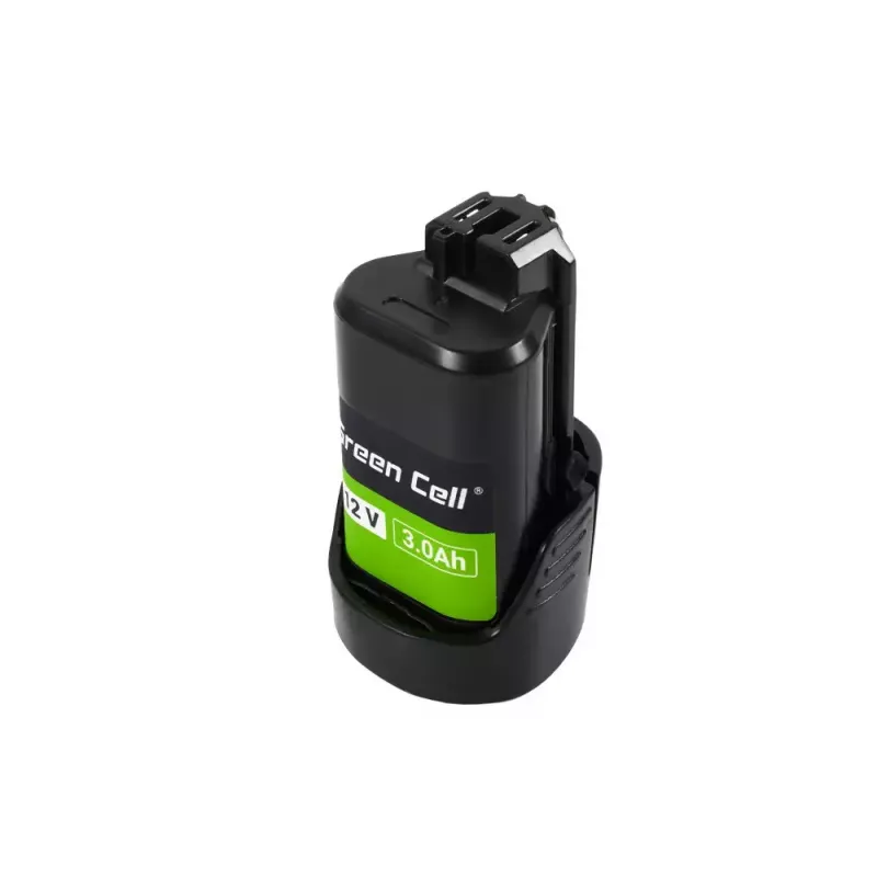 Juhtmeta tööriista aku roheline Cell PTBO12V3 — Li‑Ion 3 Ah, mõõtmed 5,1×4,7×8,6 cm