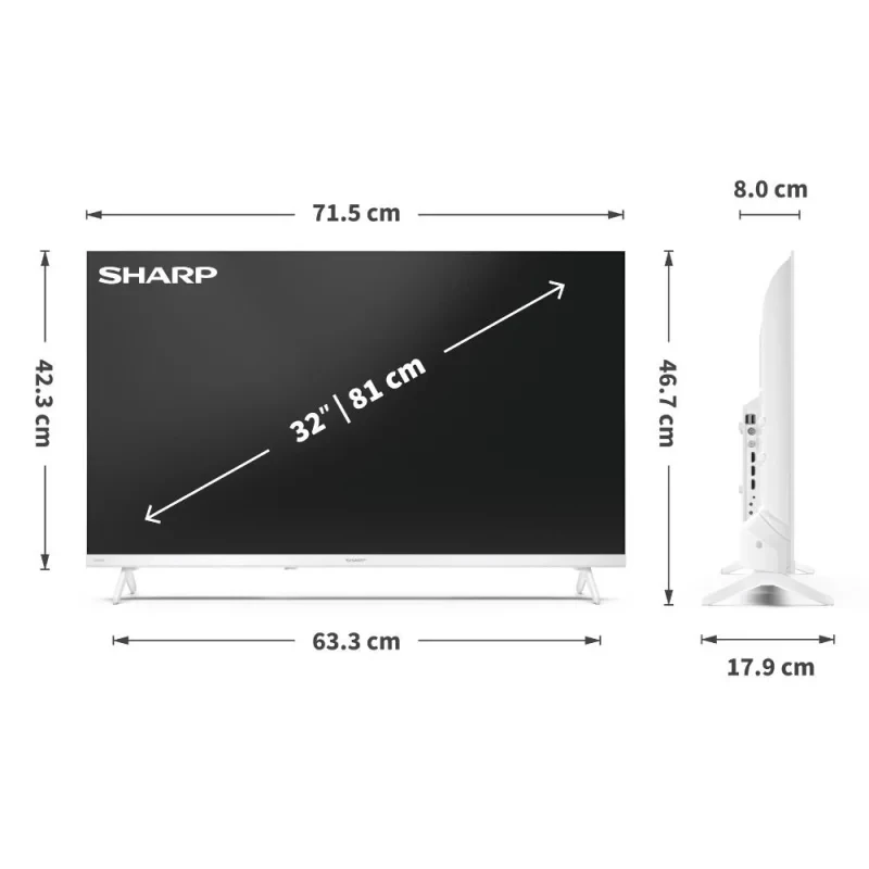 Sharp LC-32HF2265EW 81,3 cm (32 tolli) HD nutiteler Wi-Fi valge