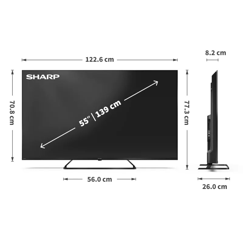 Sharp 55HP6265E TV 139.7 cm (55 tolli) 4K Ultra HD nutiteler Wi-Fi must