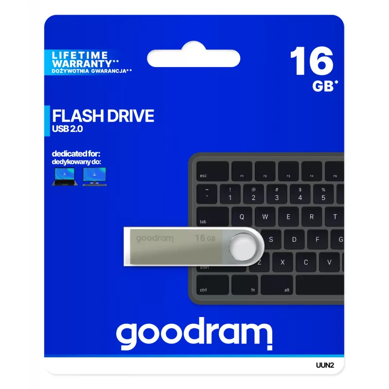 Goodram UUN2 USB-mälupulk 16 GB USB Type-A 2.0 hõbedane