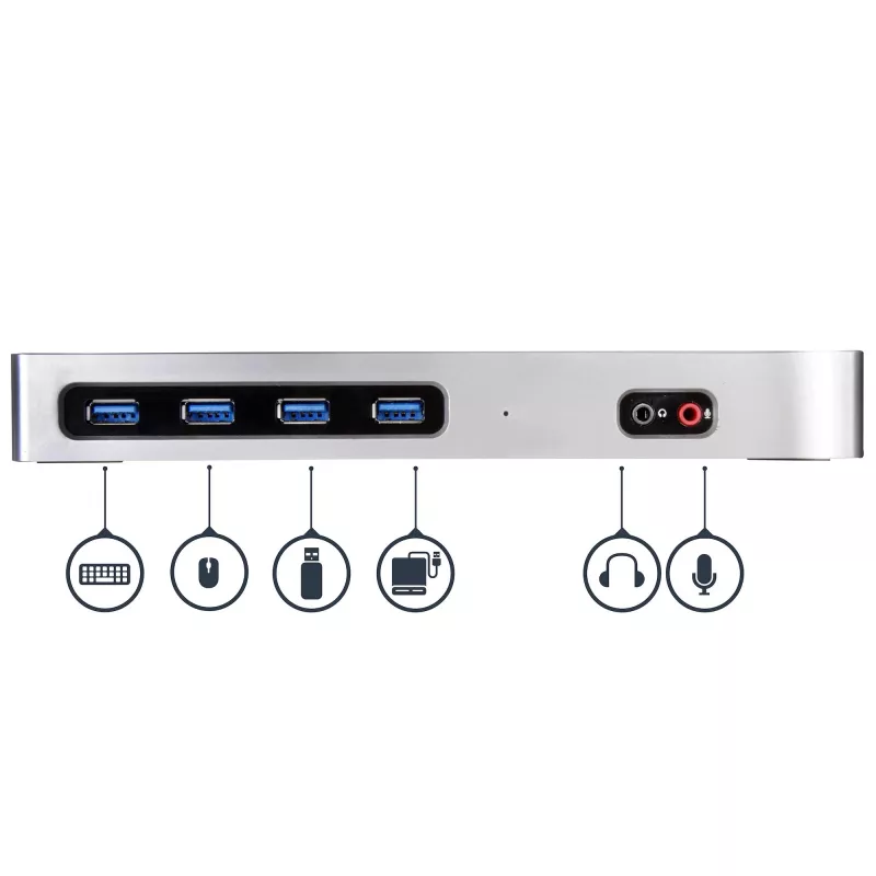 StarTech.com USB-C ja USB-A dokk – kahe monitori 4K 60Hz dokk DisplayPort + HDMI – hübriidne USB 3.0 dokkimisjaam USB-C või USB-A sülearvutitele – 6x USB Type-A, GbE – USB 3.1 Gen 1 – Mac/Windows