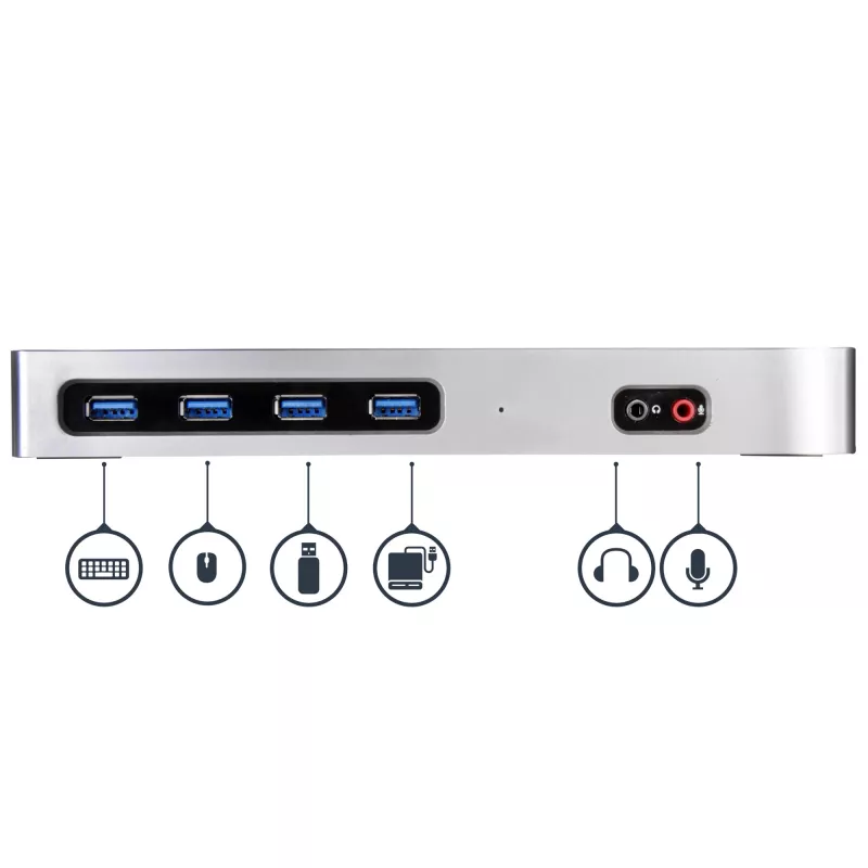 StarTech.com USB-C ja USB-A dokk – kahe monitori 4K 60Hz dokk DisplayPort + HDMI – hübriidne USB 3.0 dokkimisjaam USB-C või USB-A sülearvutitele – 6x USB Type-A, GbE – USB 3.1 Gen 1 – Mac/Windows