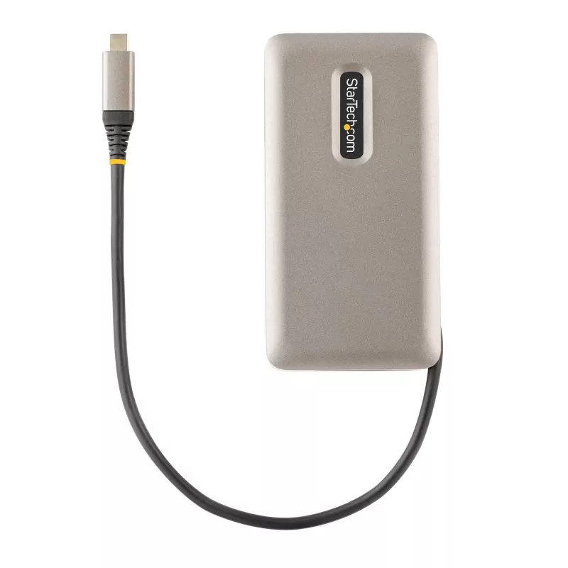 StarTech.com USB-C mitme pordiga adapter, 4K 60Hz HDMI 2.0b, HDR, USB 3.2 Gen 2 10Gbps jaotur (2xUSB-C, 1xUSB-A), 100W PD läbipääs, mini reisidokk, 12 inch/30cm kaabel, sülearvuti dokkimisjaam