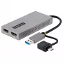 StarTech.com USB–kahe HDMI-adapter, USB A/C kahele HDMI-ekraanile (1x 4K30Hz, 1x 1080p), integreeritud USB-A–C-dongel, 4 tolli/11 cm kaabel, USB 3.0–HDMI-ekraaniadapter, Windows ja macOS