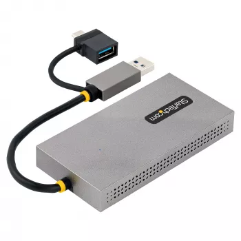 StarTech.com USB–kahe HDMI-adapter, USB A/C kahele HDMI-ekraanile (1x 4K30Hz, 1x 1080p), integreeritud USB-A–C-dongel, 4 tolli/11 cm kaabel, USB 3.0–HDMI-ekraaniadapter, Windows ja macOS