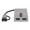 StarTech.com USB–kahe HDMI-adapter, USB A/C kahele HDMI-ekraanile (1x 4K30Hz, 1x 1080p), integreeritud USB-A–C-dongel, 4 tolli/11 cm kaabel, USB 3.0–HDMI-ekraaniadapter, Windows ja macOS