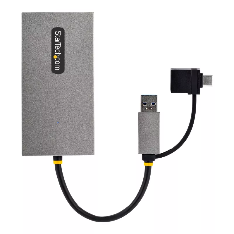 StarTech.com USB–kahe HDMI-adapter, USB A/C kahele HDMI-ekraanile (1x 4K30Hz, 1x 1080p), integreeritud USB-A–C-dongel, 4 tolli/11 cm kaabel, USB 3.0–HDMI-ekraaniadapter, Windows ja macOS
