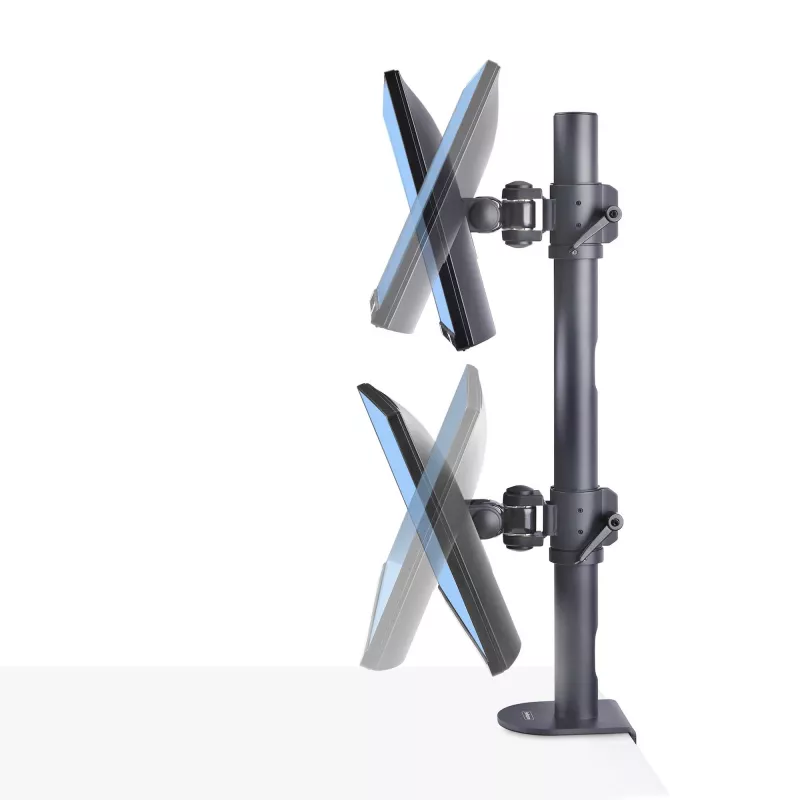 StarTech.com lauakinnitus 2 vertikaalselt virnastatud monitorile, kahele 49-tollisele, kokku 32 kg, C-klamber, kiirkinnitusega VESA-süsteem, laiekraan 16:9/ülilaiekraan 32:9, TAA