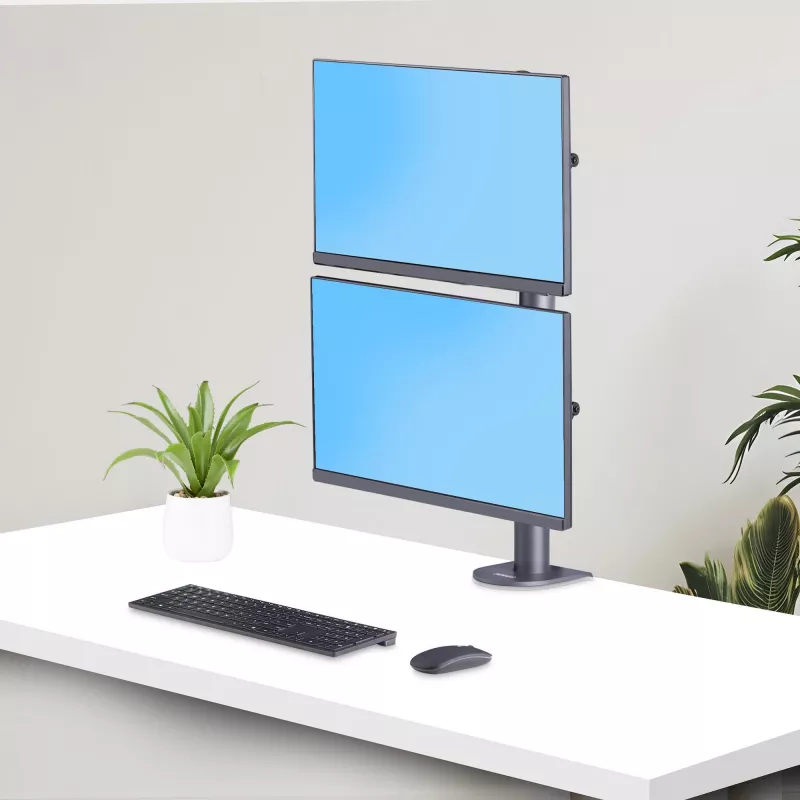 StarTech.com lauakinnitus 2 vertikaalselt virnastatud monitorile, kahele 49-tollisele, kokku 32 kg, C-klamber, kiirkinnitusega VESA-süsteem, laiekraan 16:9/ülilaiekraan 32:9, TAA