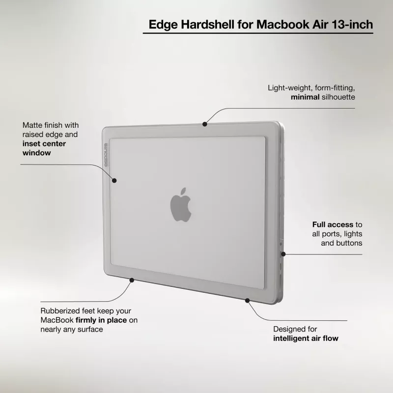 Incase Edge kõvakest Makrolon®-ga 13-tollise MacBook Airi jaoks (M2/M3, 2022–2024)