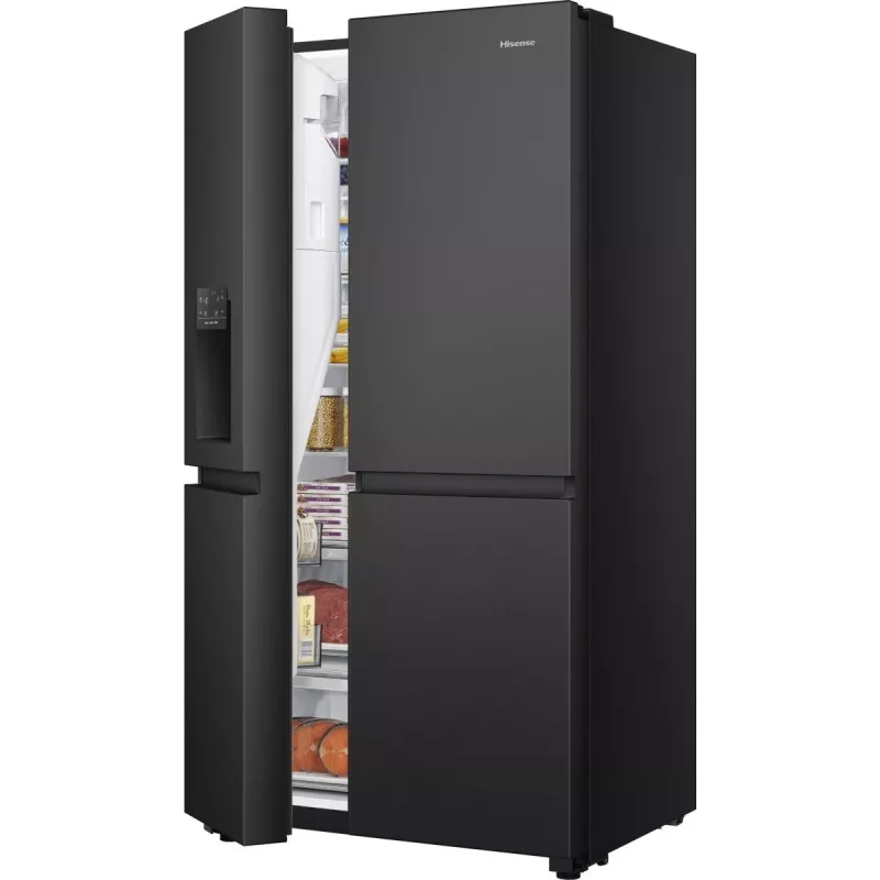 Hisense RS818N4TFC kõrvuti külmik eraldiseisev 632 L must, roostevaba teras