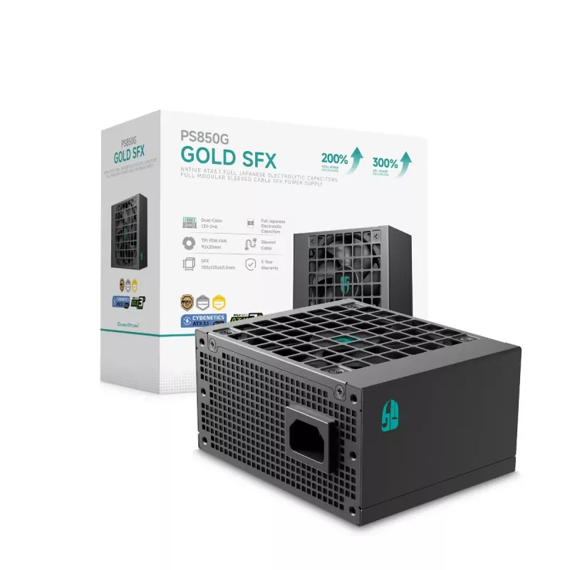 Toiteplokk DeepCool PS850G 850 W ATX 20+4 pin, FDB ventilaator 92 mm, must