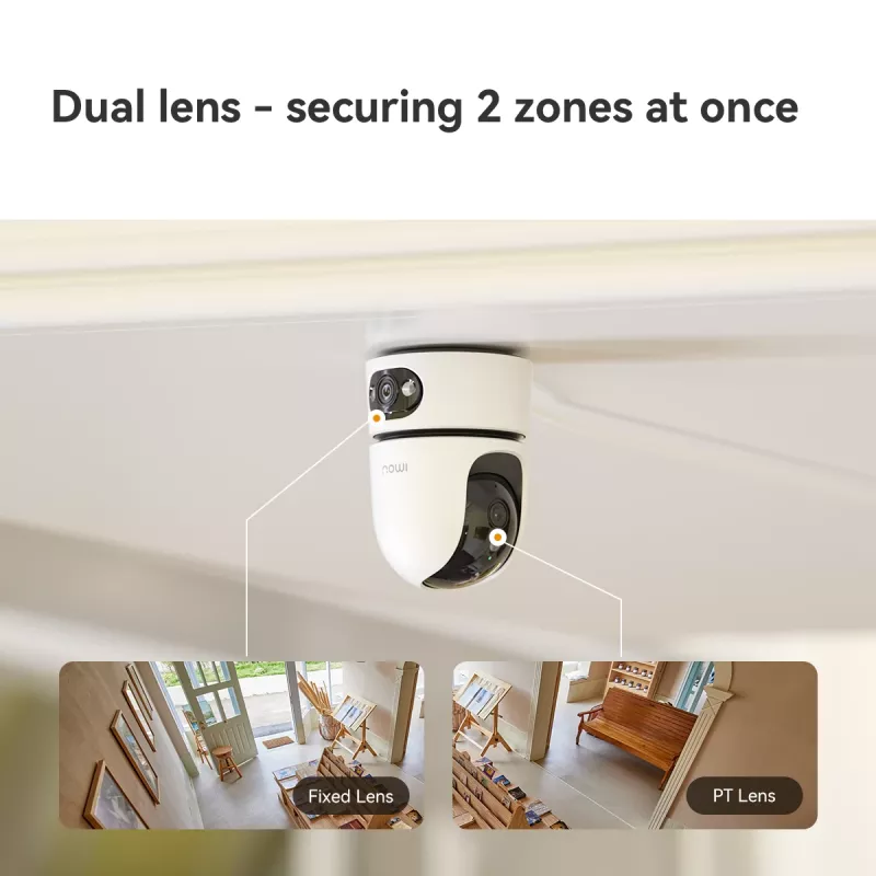 IP turvakaamera IMOU Ranger Dual Pro 6MP — Siseruumi lauale, 2304×1296, 3,6 mm, 8× digitaalne suum, 91°×47° vaatenurgad