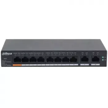 Hallatav L2 Gigabit PoE lüliti DAHUA CS4010-8GT-60 — 10x Gigabit (10/100/1000), 20 Gbit/s, 8000 MAC, Laua-/Seinale paigaldatav, Must