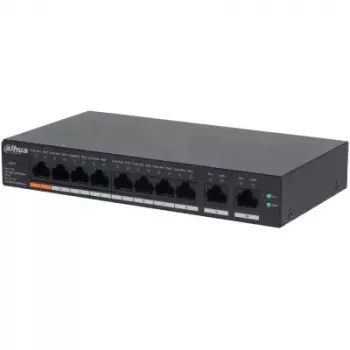 Hallatav L2 Gigabit PoE lüliti DAHUA CS4010-8GT-60 — 10x Gigabit (10/100/1000), 20 Gbit/s, 8000 MAC, Laua-/Seinale paigaldatav, Must