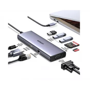 UGREEN 9in1 USB-C Multifunktsionaalne Dokkjaama Adapteri Jaotur